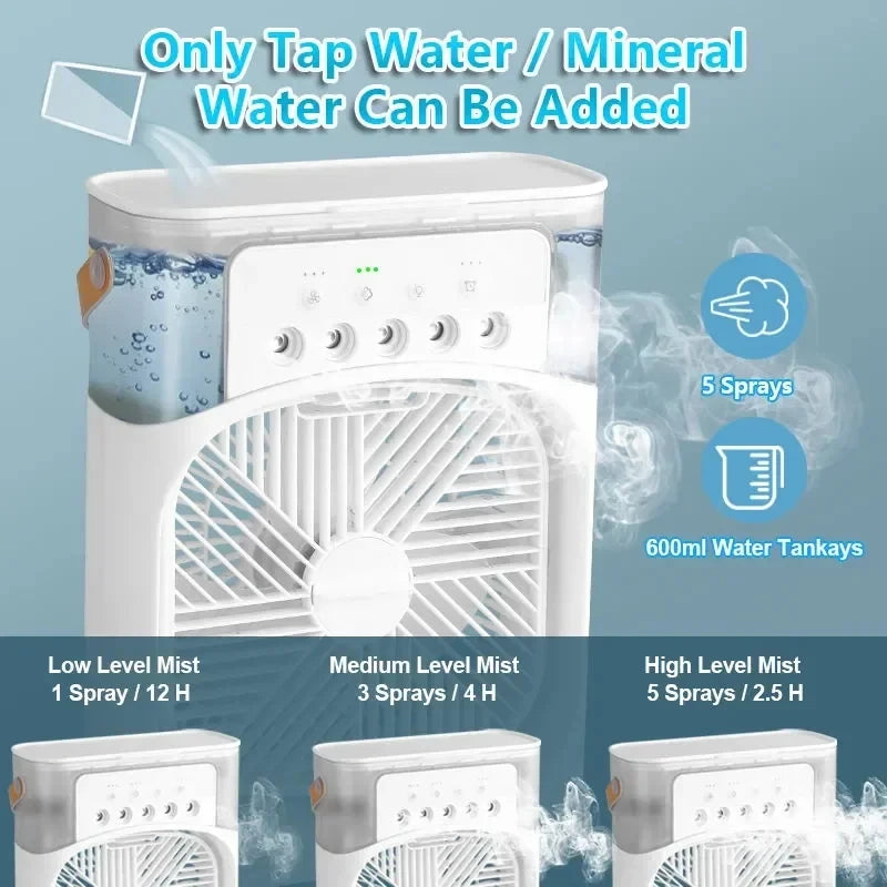3-in-1 Mini Air Cooler & Humidifier with LED Light