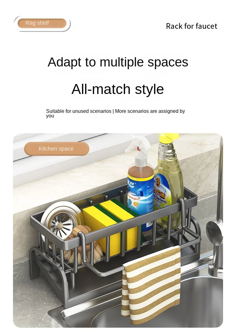 Kitchen Sink Organizer Rack – Sponge & Cloth Holder with Drainage