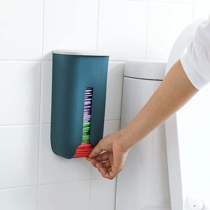 Kitchen Plastic Bag Holder Organizer Wall Hanging Garbage Bag Storage Box Bathroom Trash Bag Bucket Dispenser Kitchen Accessory
