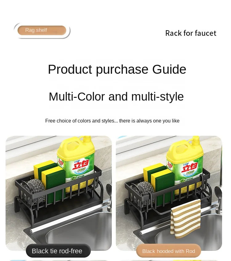 Kitchen Sink Organizer Rack – Sponge & Cloth Holder with Drainage