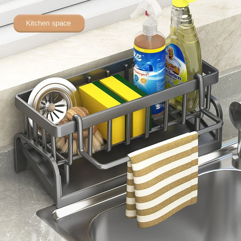Kitchen Sink Organizer Rack – Sponge & Cloth Holder with Drainage
