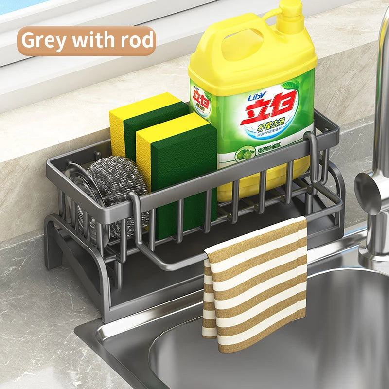 Kitchen Sink Organizer Rack – Sponge & Cloth Holder with Drainage