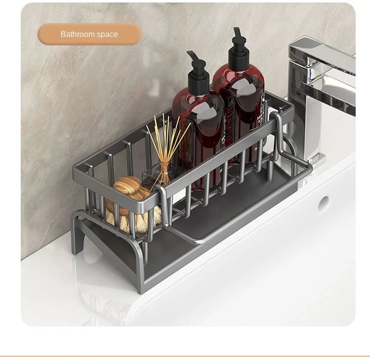 Kitchen Sink Organizer Rack – Sponge & Cloth Holder with Drainage