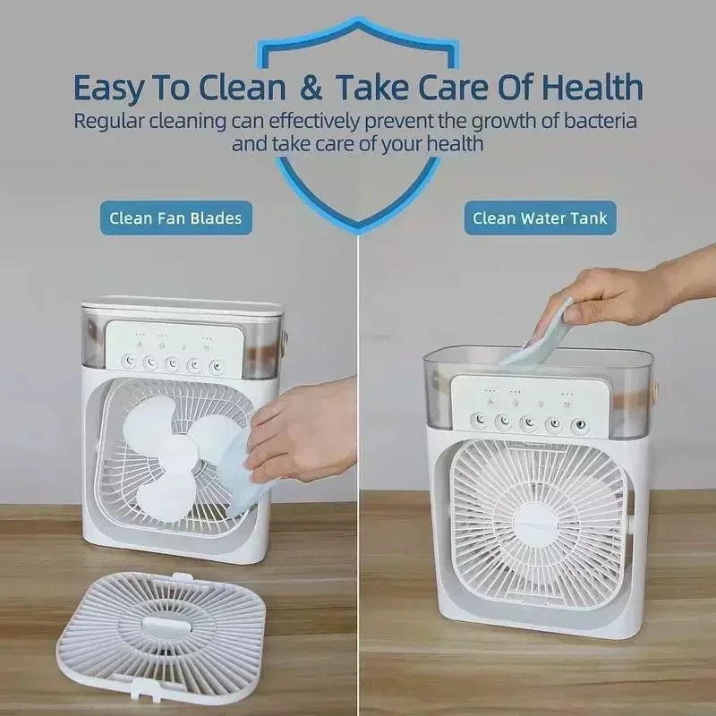 3-in-1 Mini Air Cooler & Humidifier with LED Light