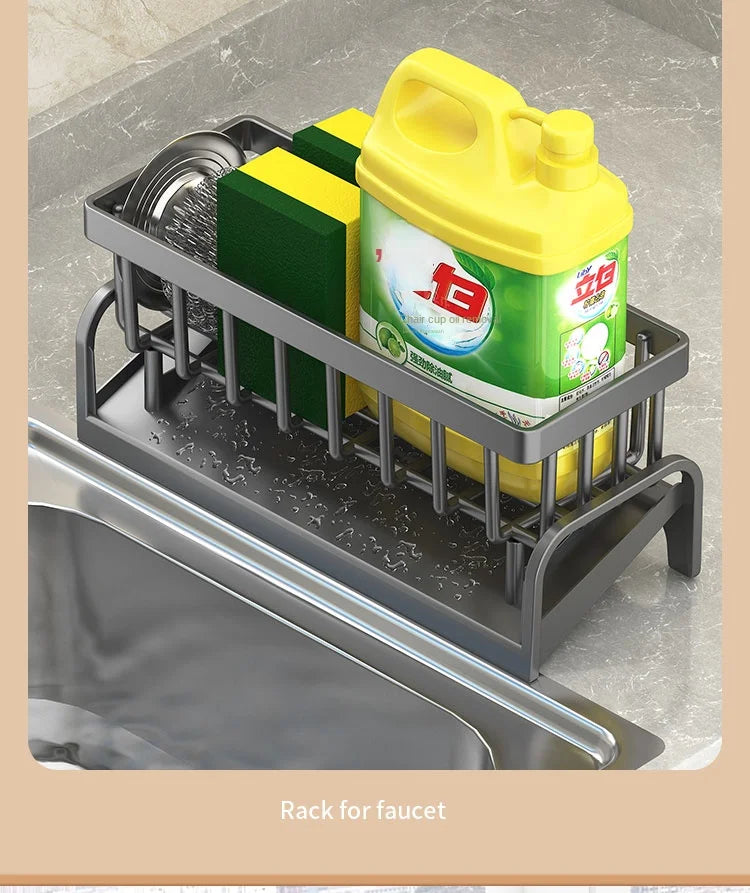 Kitchen Sink Organizer Rack – Sponge & Cloth Holder with Drainage