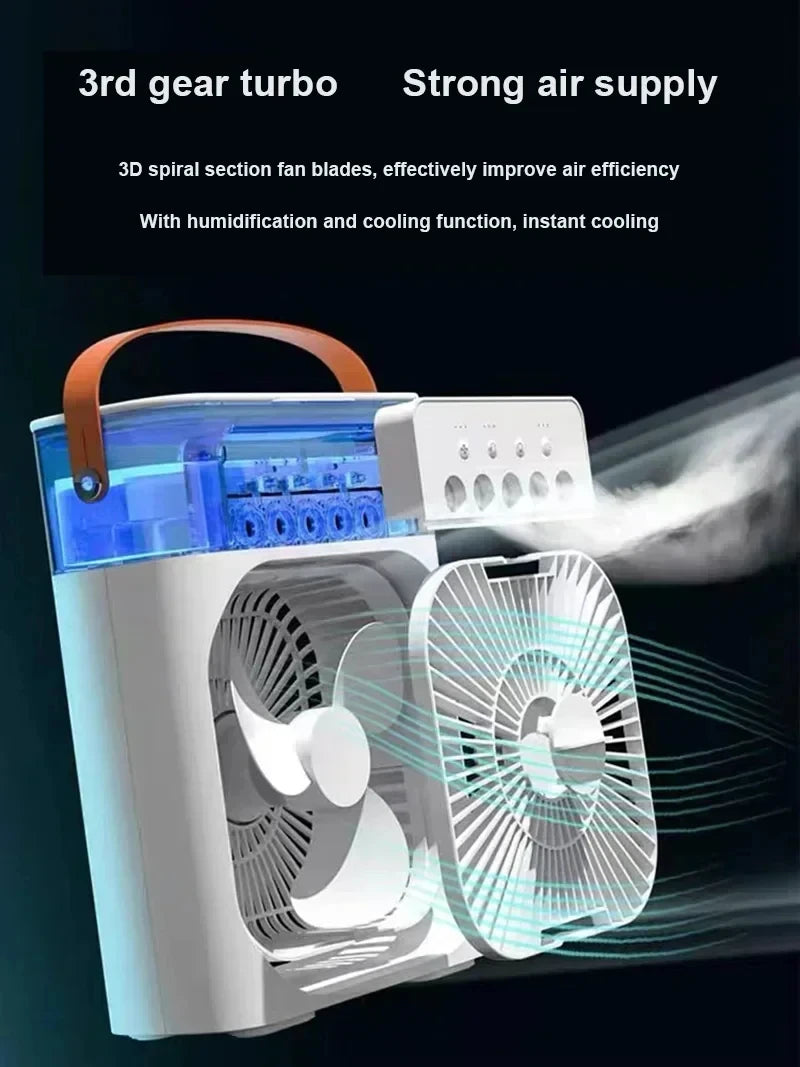 3-in-1 Mini Air Cooler & Humidifier with LED Light