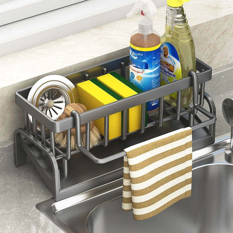 Kitchen Sink Organizer Rack – Sponge & Cloth Holder with Drainage