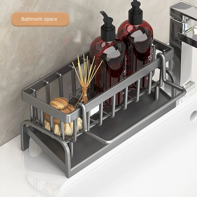 Kitchen Sink Organizer Rack – Sponge & Cloth Holder with Drainage