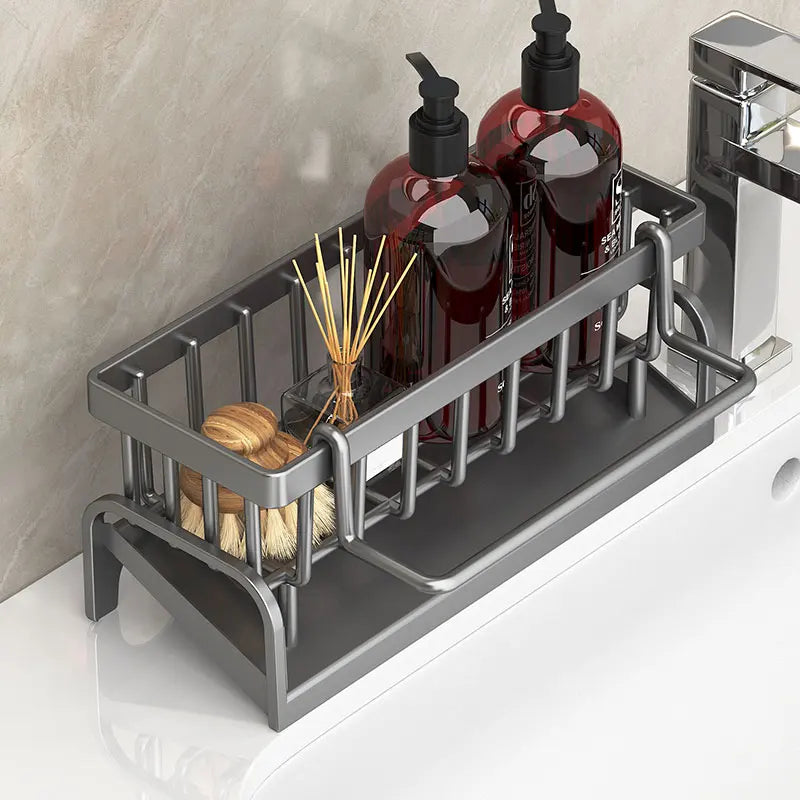 Kitchen Sink Organizer Rack – Sponge & Cloth Holder with Drainage