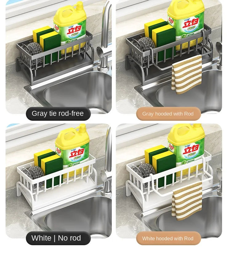 Kitchen Sink Organizer Rack – Sponge & Cloth Holder with Drainage