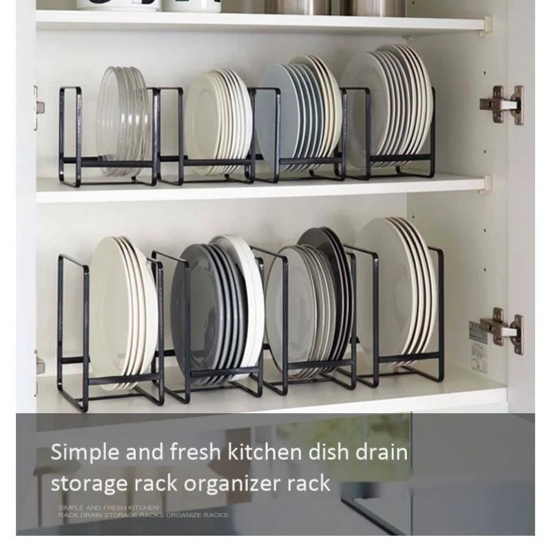 1pc kitchen cabinet plate storage countertop dish rack drawer dinner plate partition drain rack layered storage rack